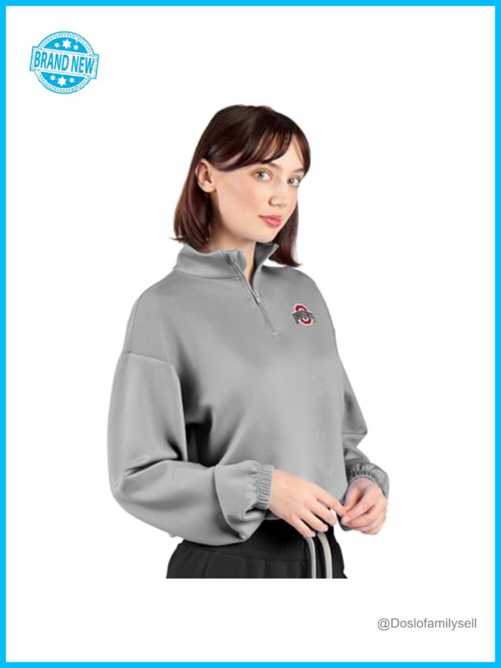 NCAA Women's Cropped Quarter-Zip Pullover Lightweight Relaxed Fit Sweatshirt